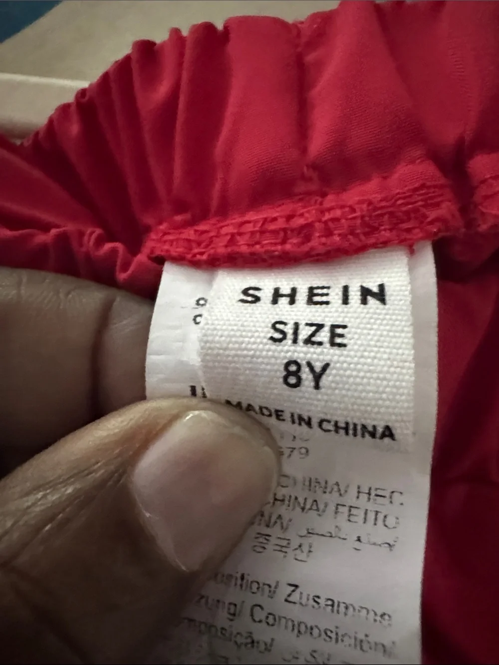 SHEIN Red Elastic Waist Kids Pants